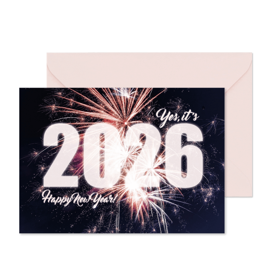 Nieuwjaarskaart feestelijk vuurwerk - Kaartimpressie