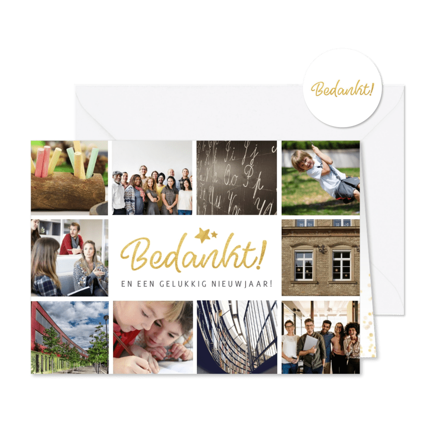 Nieuwjaarskaart fotocollage - bedankt medewerkers - Kaartimpressie