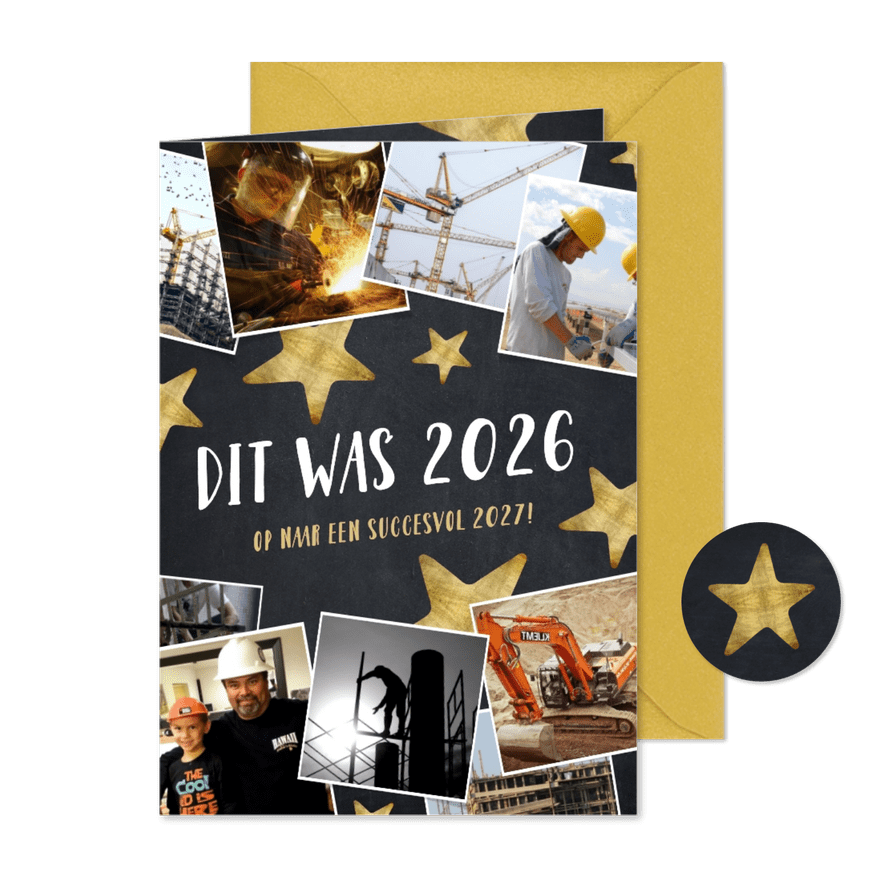 Nieuwjaarskaart fotocollage met hoogtepunten 2026 - Kaartimpressie