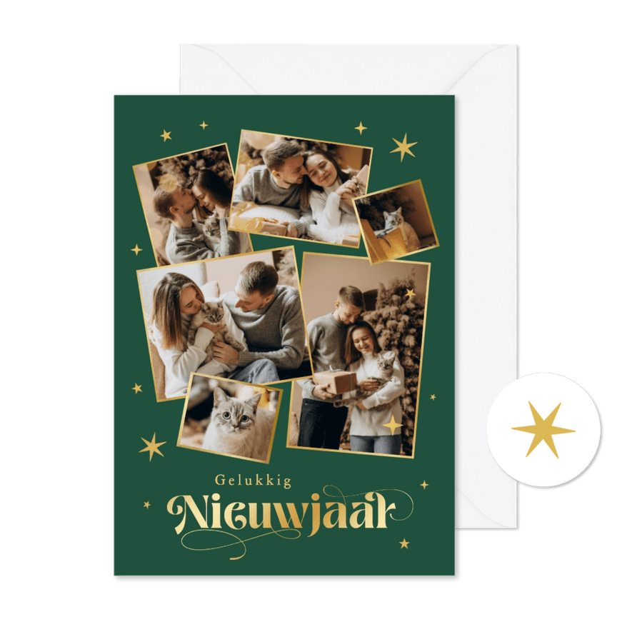 Nieuwjaarskaart fotokaart fotocollage gelukkig nieuwjaar - Kaartimpressie