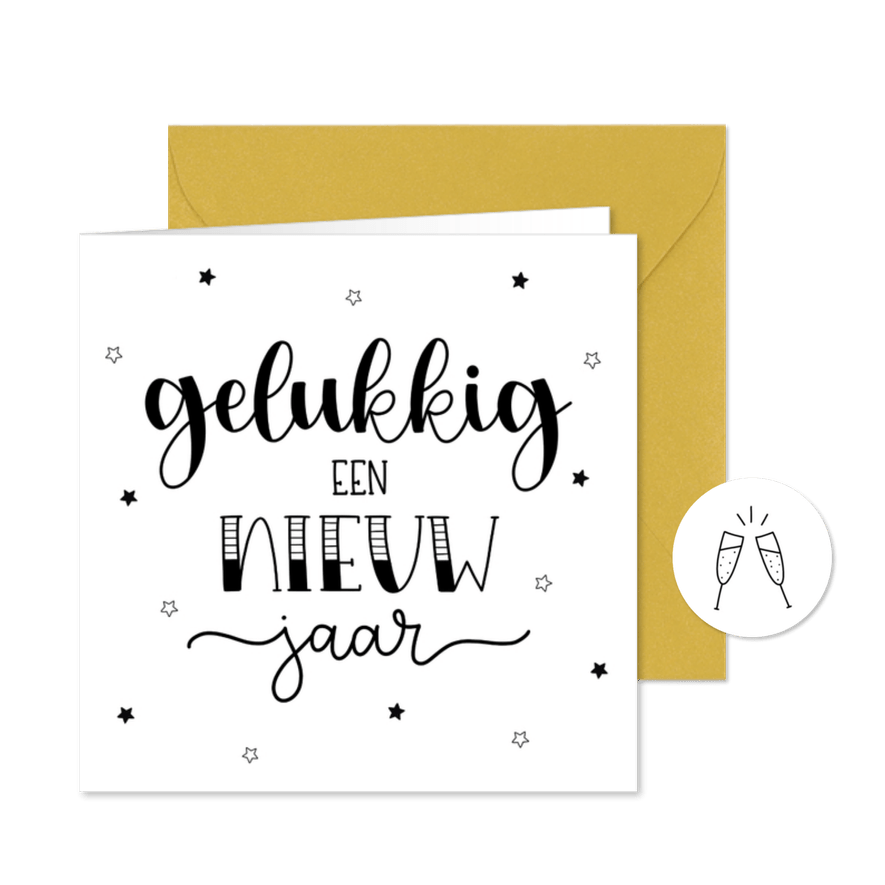 Nieuwjaarskaart - Gelukkig een nieuw jaar - Kaartimpressie