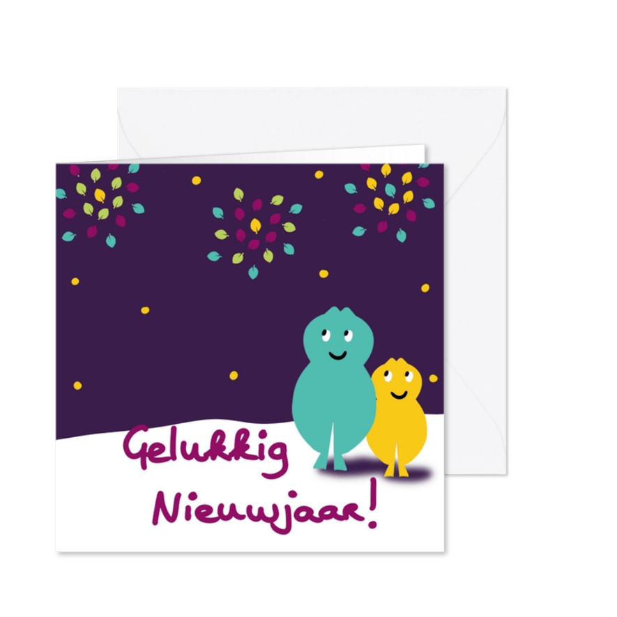 Nieuwjaarskaart Gelukkig nieuwjaar iQ+ - Kaartimpressie