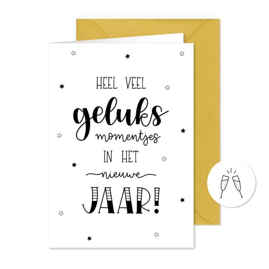 Nieuwjaarskaart - Geluksmomentjes in het nieuwe jaar - Kaartimpressie
