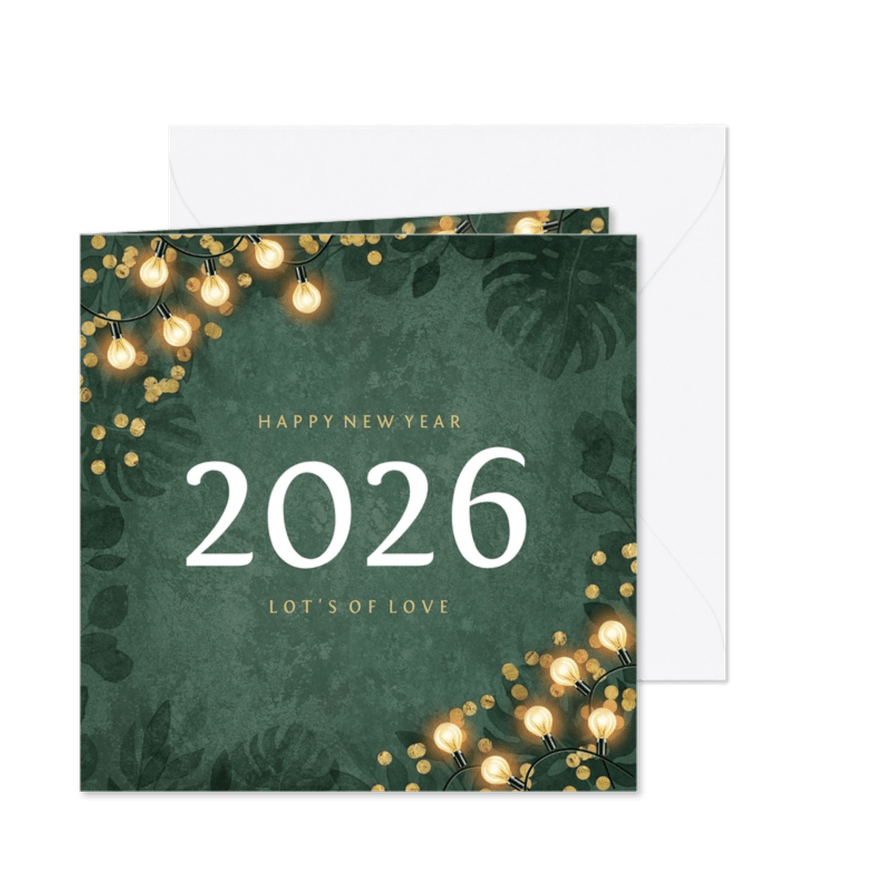 Nieuwjaarskaart goud confetti uitnodiging  - Kaartimpressie