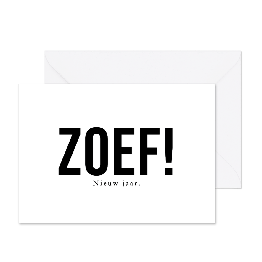 Nieuwjaarskaart grappig 'Zoef! Nieuw jaar.' - Kaartimpressie