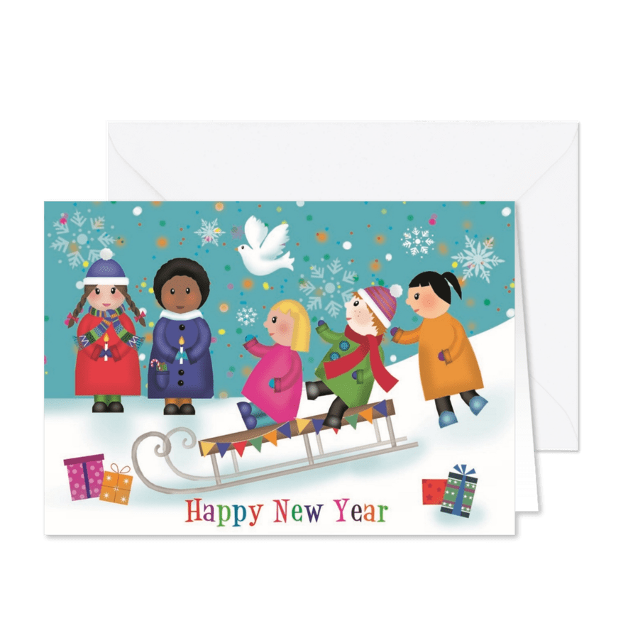 Nieuwjaarskaart happy new year's kaart - Kaartimpressie