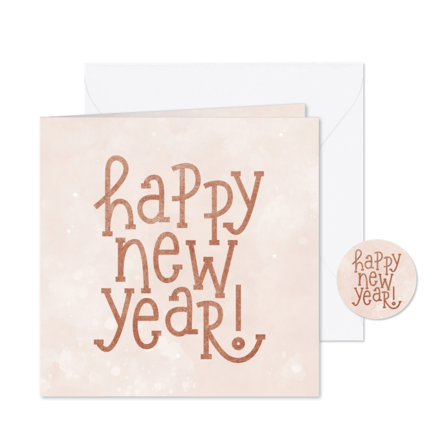 Nieuwjaarskaart Happy New Year typografie - Kaartimpressie