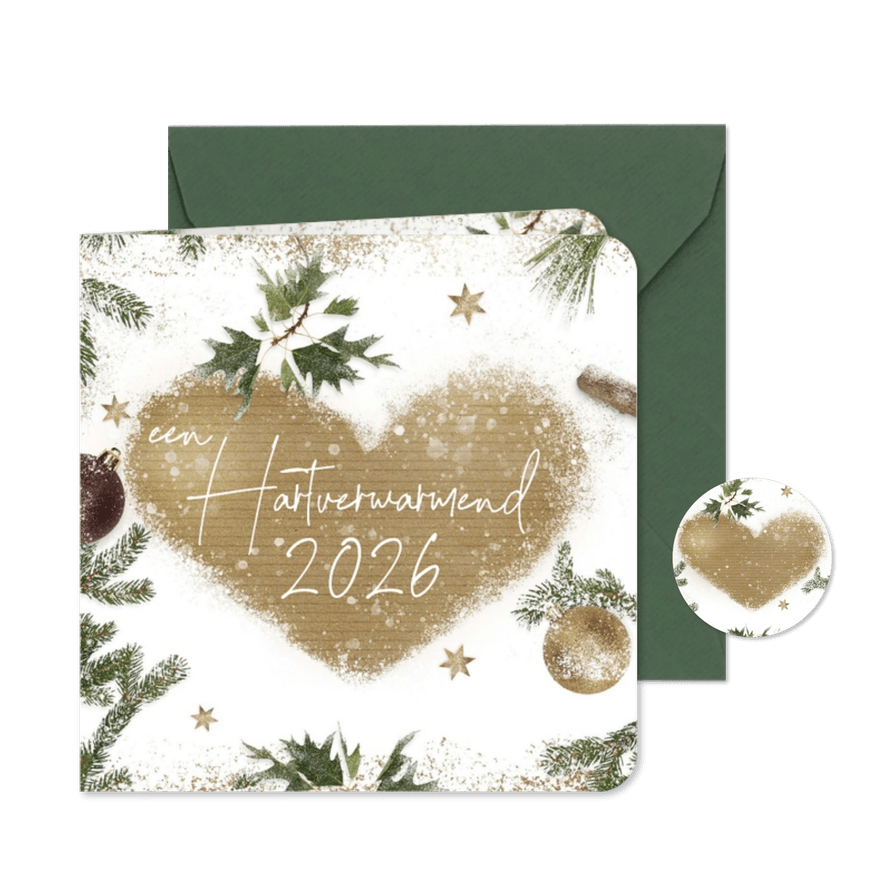 Nieuwjaarskaart hart kraft en natuur - Kaartimpressie