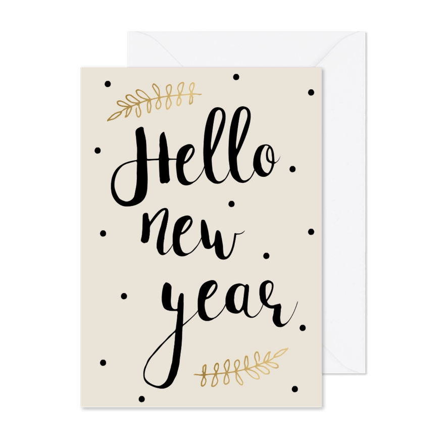 Nieuwjaarskaart Hello New year - Kaartimpressie