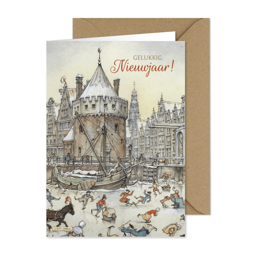 Nieuwjaarskaart ijstafereel Amsterdam - Kaartimpressie