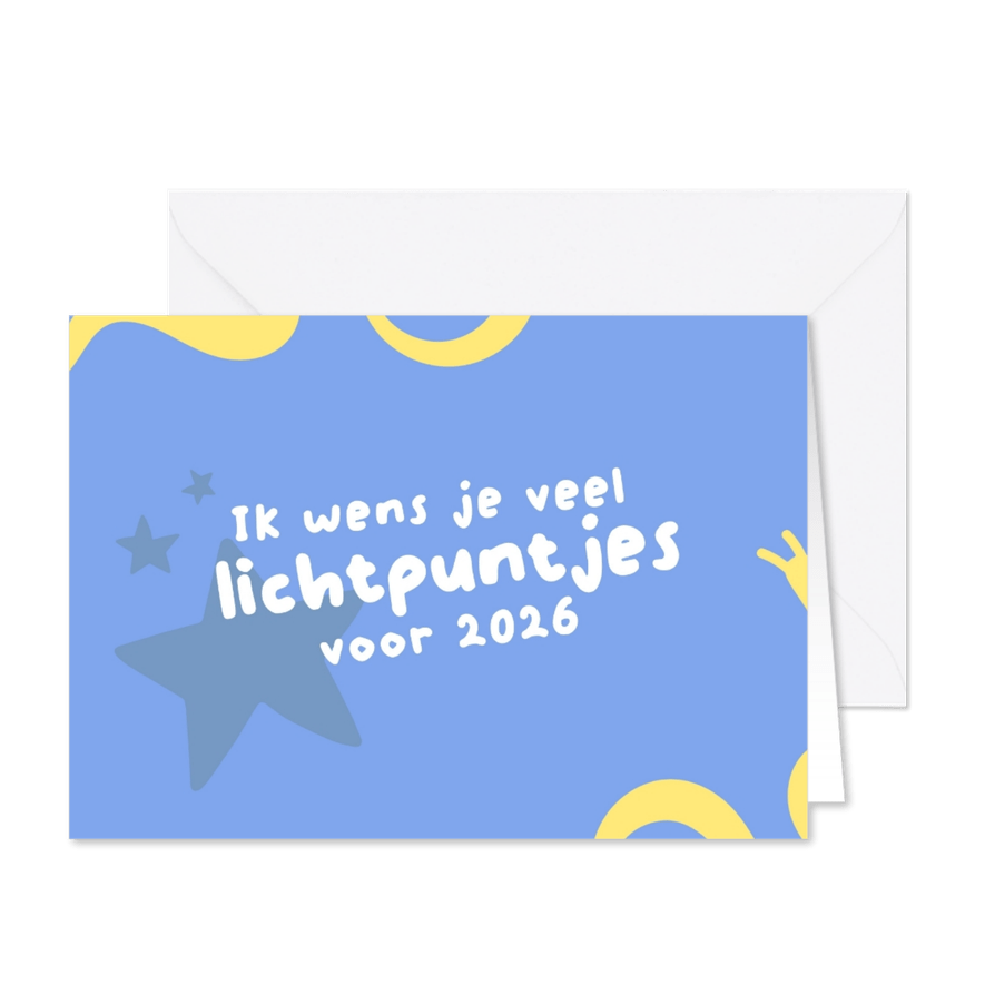 Nieuwjaarskaart ik wens je veel lichtpuntjes voor 2026 - Kaartimpressie