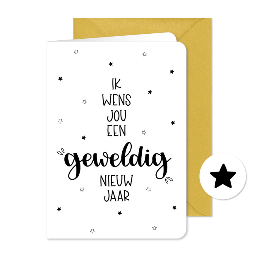 Nieuwjaarskaart 'Ik wens jou een geweldig nieuwjaar' - Kaartimpressie