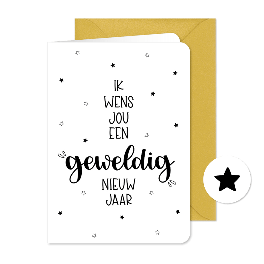 Nieuwjaarskaart 'Ik wens jou een geweldig nieuwjaar' - Kaartimpressie