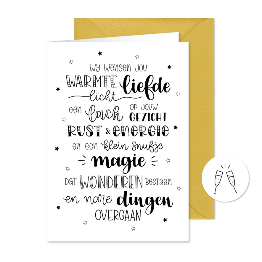 Nieuwjaarskaart - Klein snufje magie - Zwartwit - Kaartimpressie