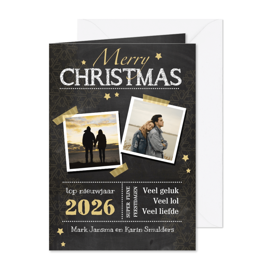 nieuwjaarskaart krijtbord ster av - Kaartimpressie