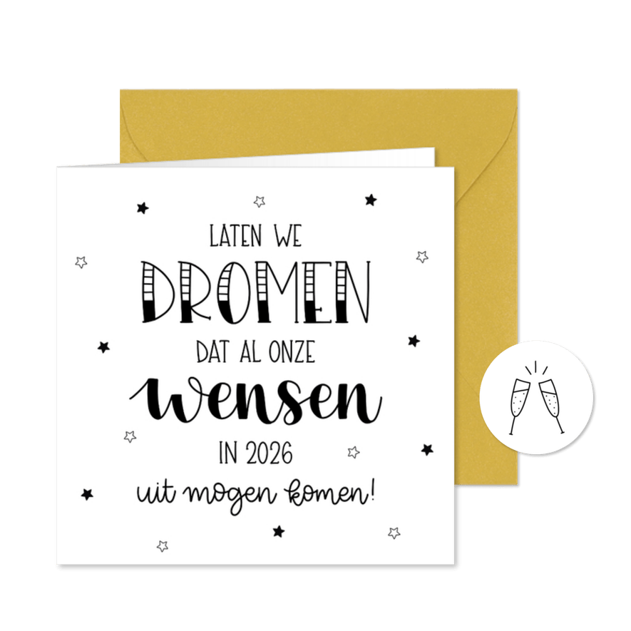 Nieuwjaarskaart 'Laten we dromen' - Kaartimpressie