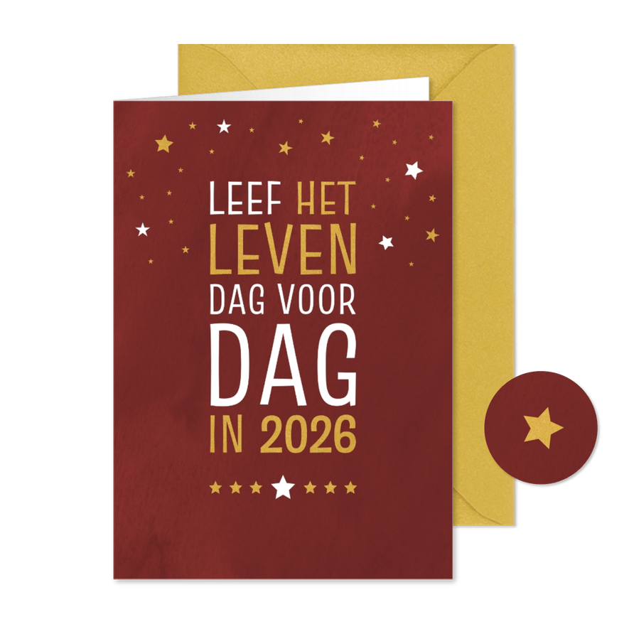 Nieuwjaarskaart leef het leven dag voor dag - Kaartimpressie