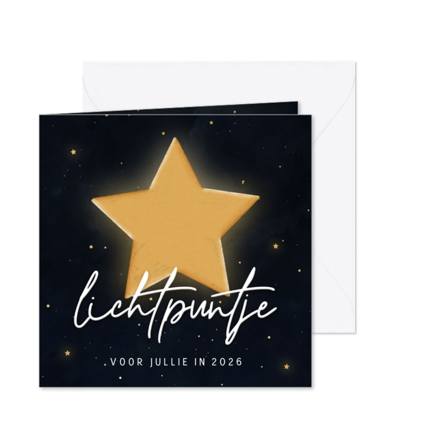 Nieuwjaarskaart lichtpuntje met lichtgevende ster - Kaartimpressie