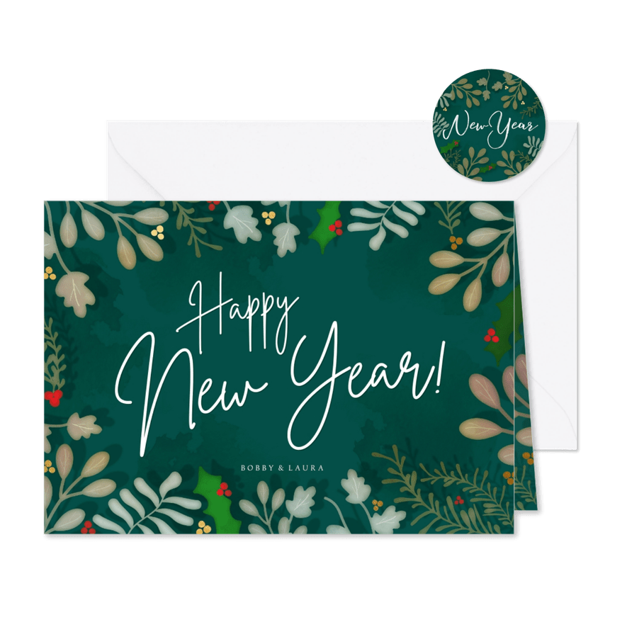 Nieuwjaarskaart liggend Botanisch - Kaartimpressie