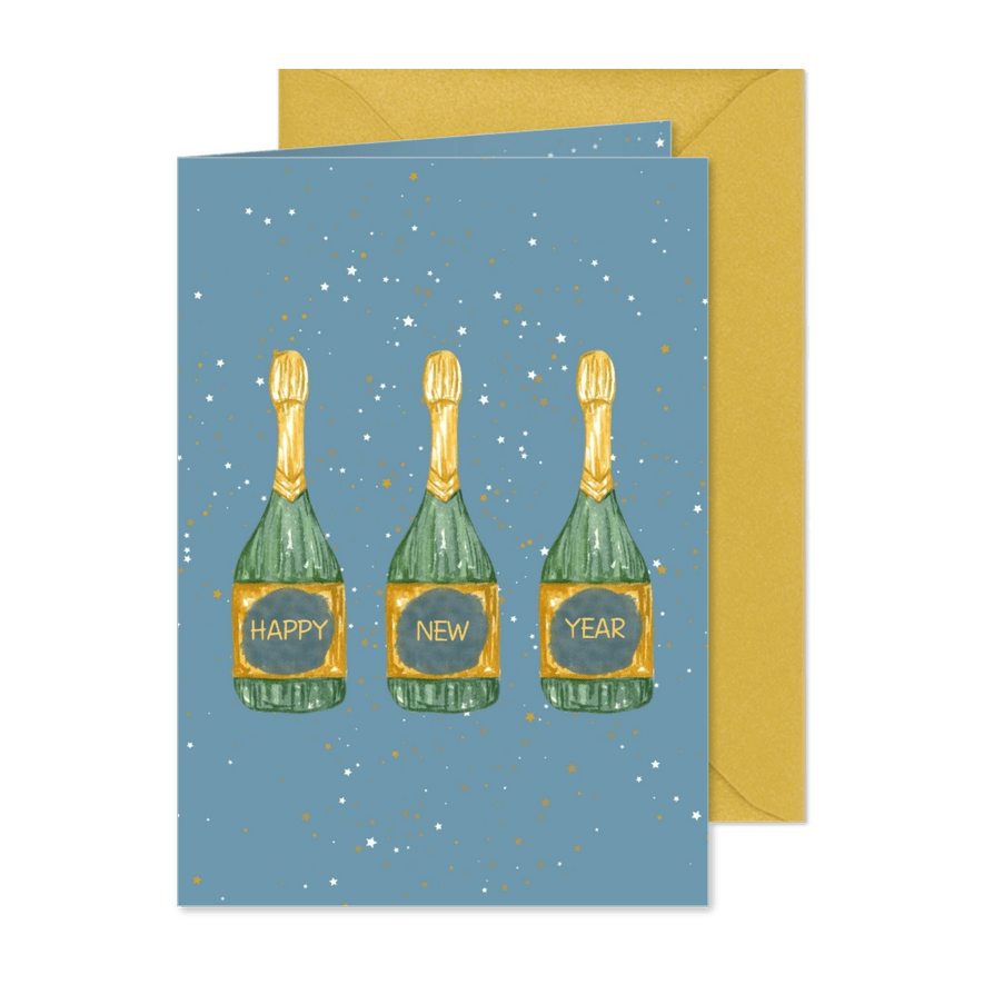 Nieuwjaarskaart met champagne Vrienden GHZ - Kaartimpressie