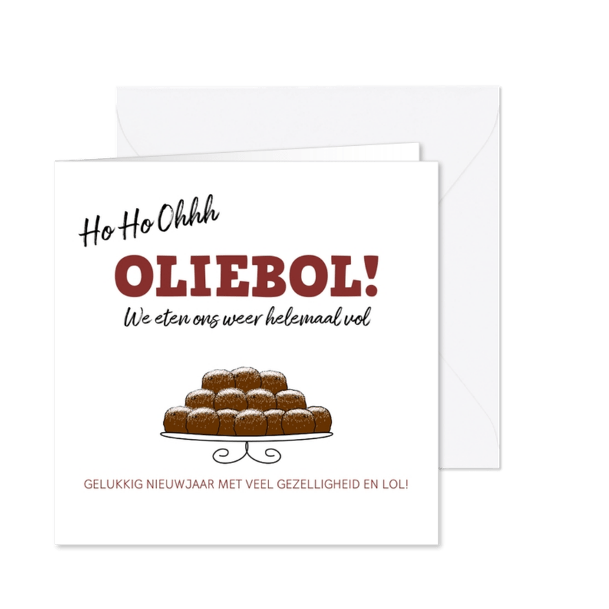 Nieuwjaarskaart met een grapje oliebol - Kaartimpressie