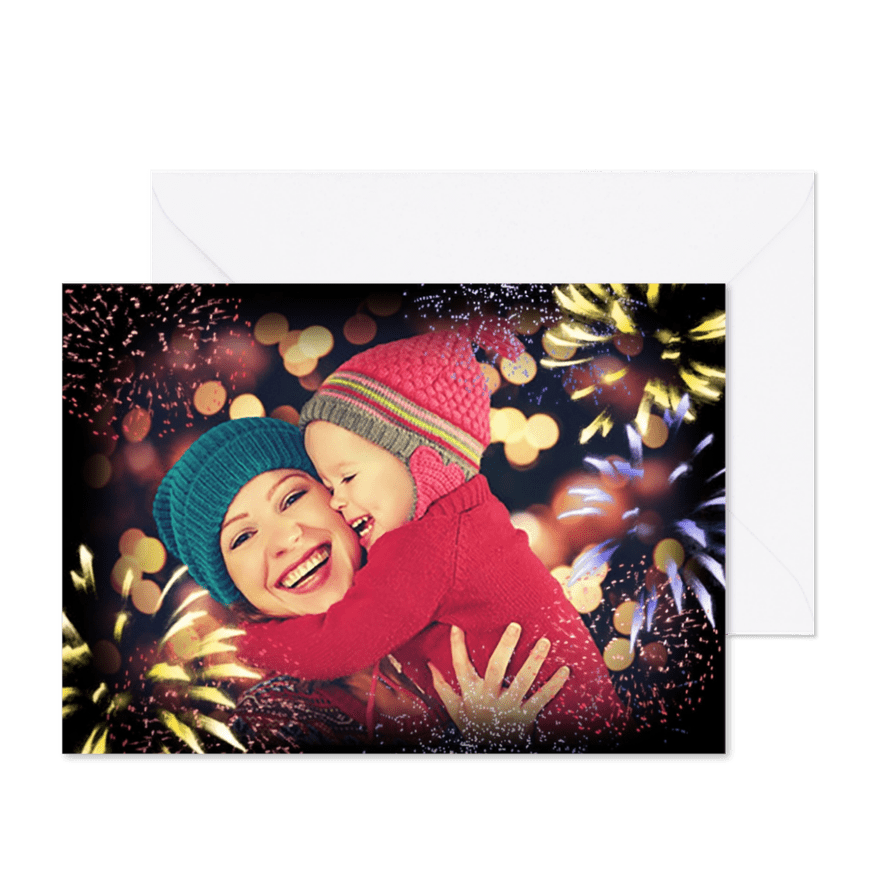Nieuwjaarskaart met vuurwerk - Kaartimpressie