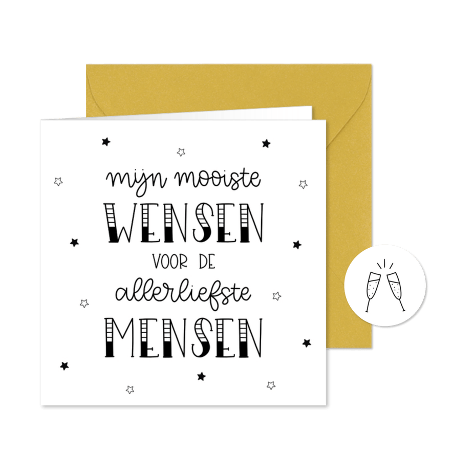 Nieuwjaarskaart 'Mijn mooiste wensen' - Kaartimpressie