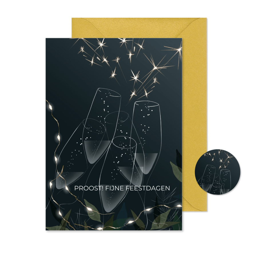 Nieuwjaarskaart modern en sfeervol proost - Kaartimpressie