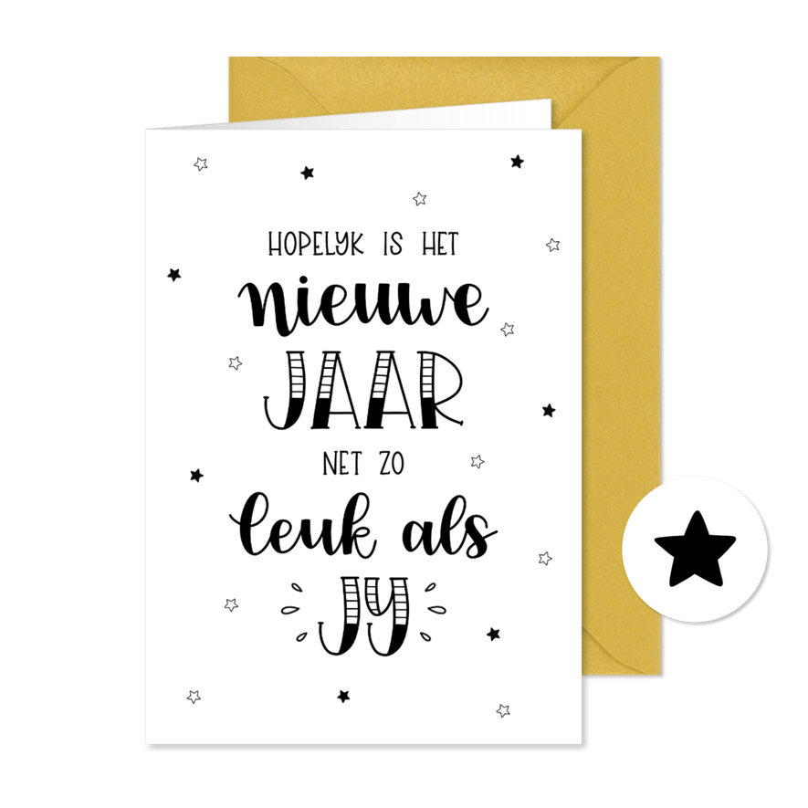 Nieuwjaarskaart - Net zo leuk als jij - Kaartimpressie