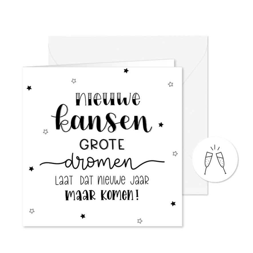 Nieuwjaarskaart - Nieuw kansen & grote dromen - Kaartimpressie