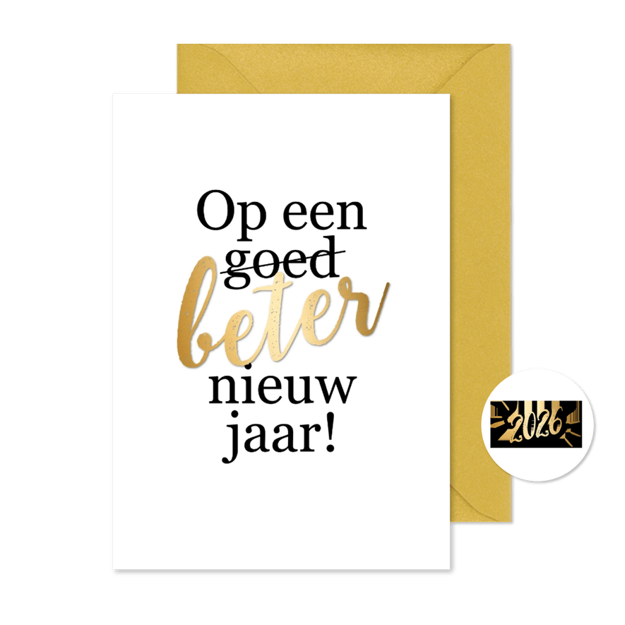 Nieuwjaarskaart 'Op een beter nieuw jaar' - Kaartimpressie
