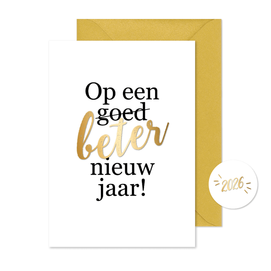 Nieuwjaarskaart 'Op een beter nieuw jaar' - Kaartimpressie