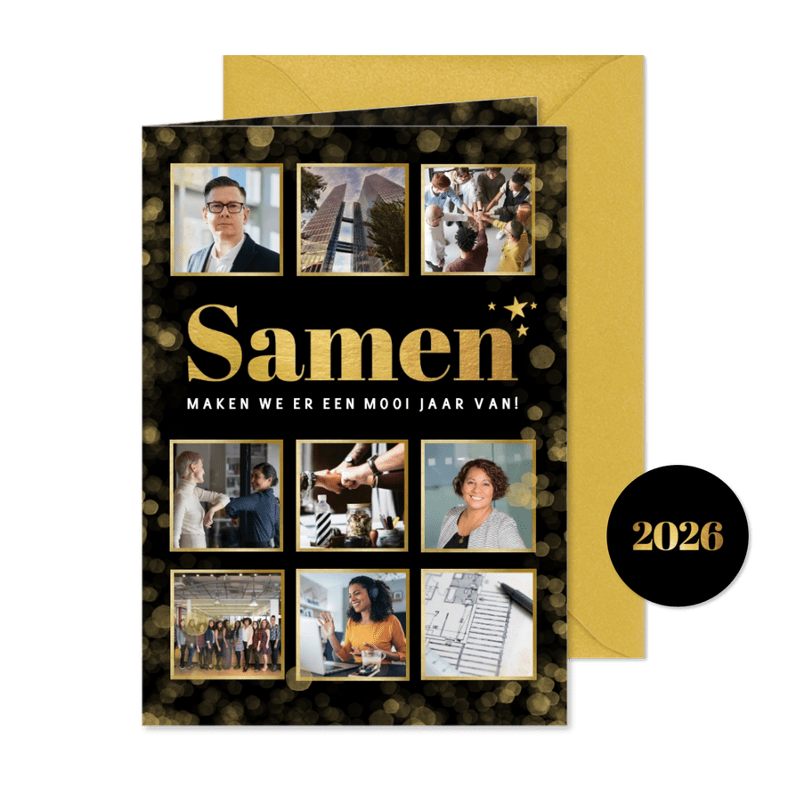 Nieuwjaarskaart personeel - fotocollage samen - Kaartimpressie