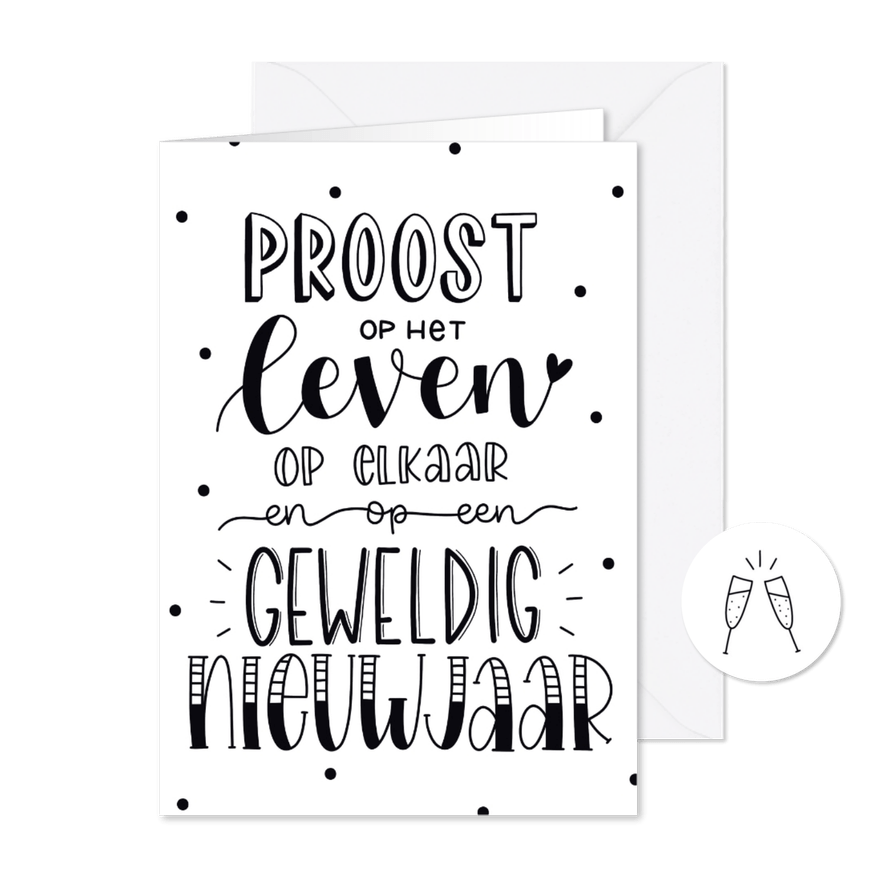 Nieuwjaarskaart - Proost op een geweldig nieuwjaar! - Kaartimpressie