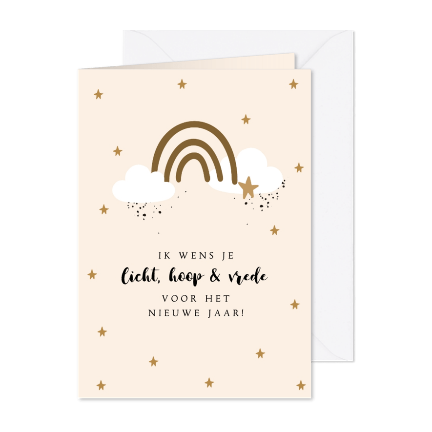 Nieuwjaarskaart regenboog, eigen tekst - Kaartimpressie