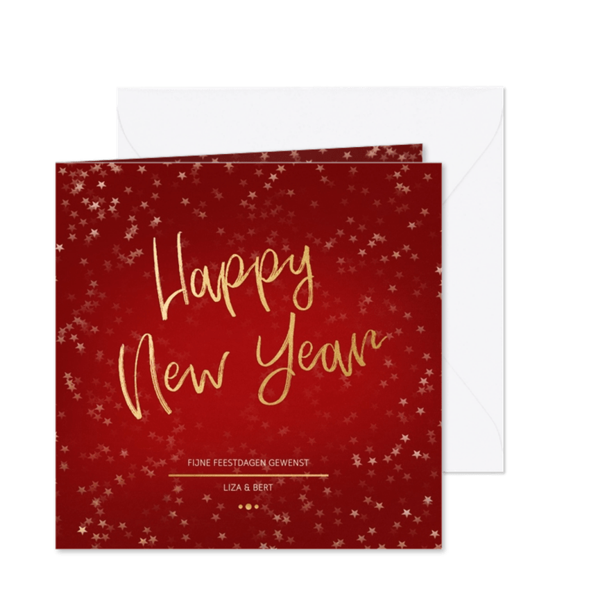 Nieuwjaarskaart rood en goud - Kaartimpressie