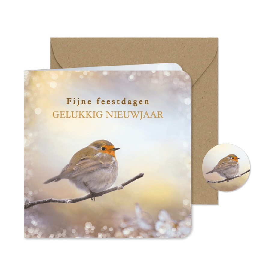 Nieuwjaarskaart roodborst - Kaartimpressie