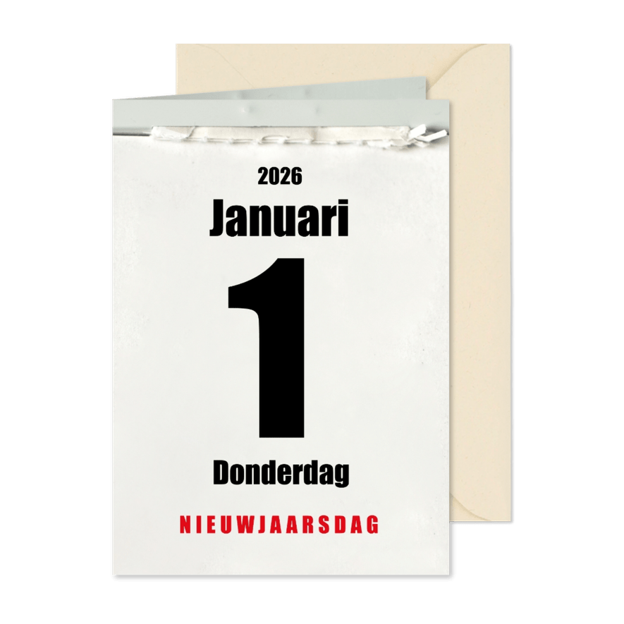 Nieuwjaarskaart scheurkalender 'Time flies' - Kaartimpressie