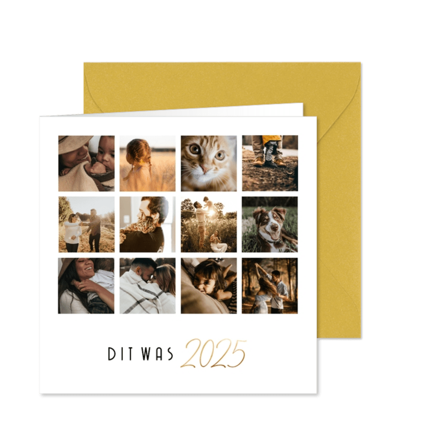 Nieuwjaarskaart simpele fotocollage 12 foto's - Kaartimpressie