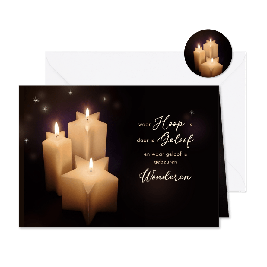 Nieuwjaarskaart ster kaarsen - Kaartimpressie