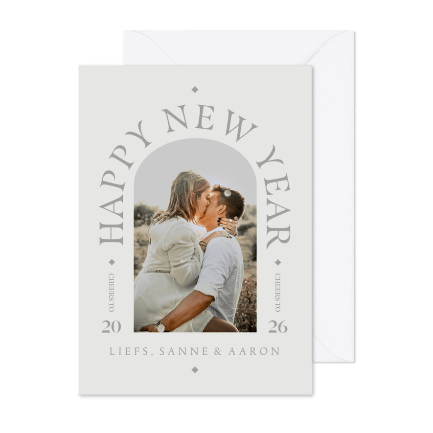 Nieuwjaarskaart stijlvol grafisch modern foto happy new year - Kaartimpressie