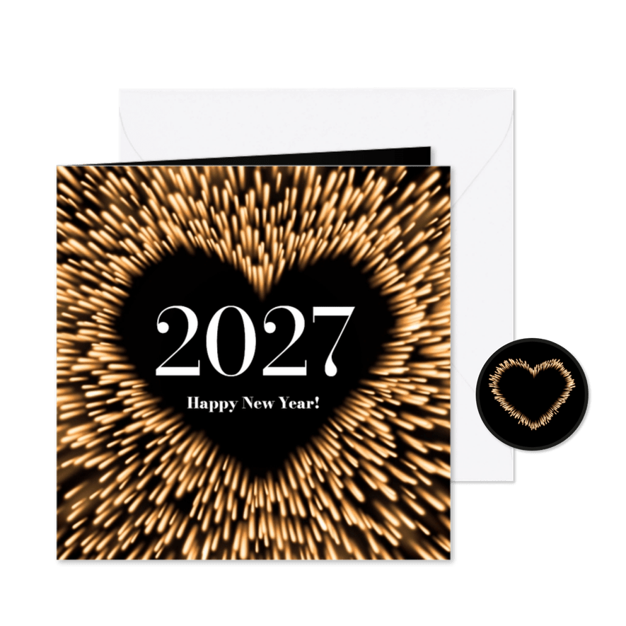 Nieuwjaarskaart stralend hart 2027 - Kaartimpressie
