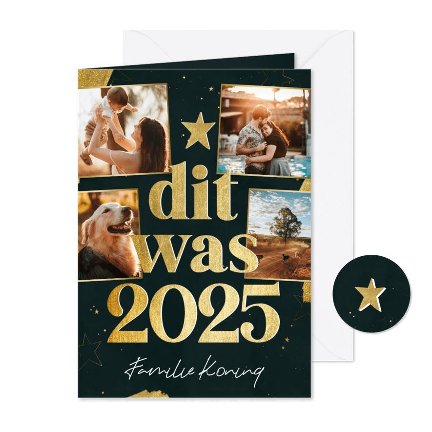 Nieuwjaarskaart terugblik dit was 2025 met vier foto's - Kaartimpressie