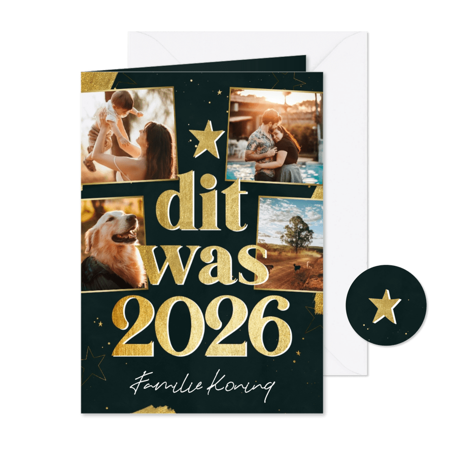 Nieuwjaarskaart terugblik dit was 2026 met vier foto's - Kaartimpressie
