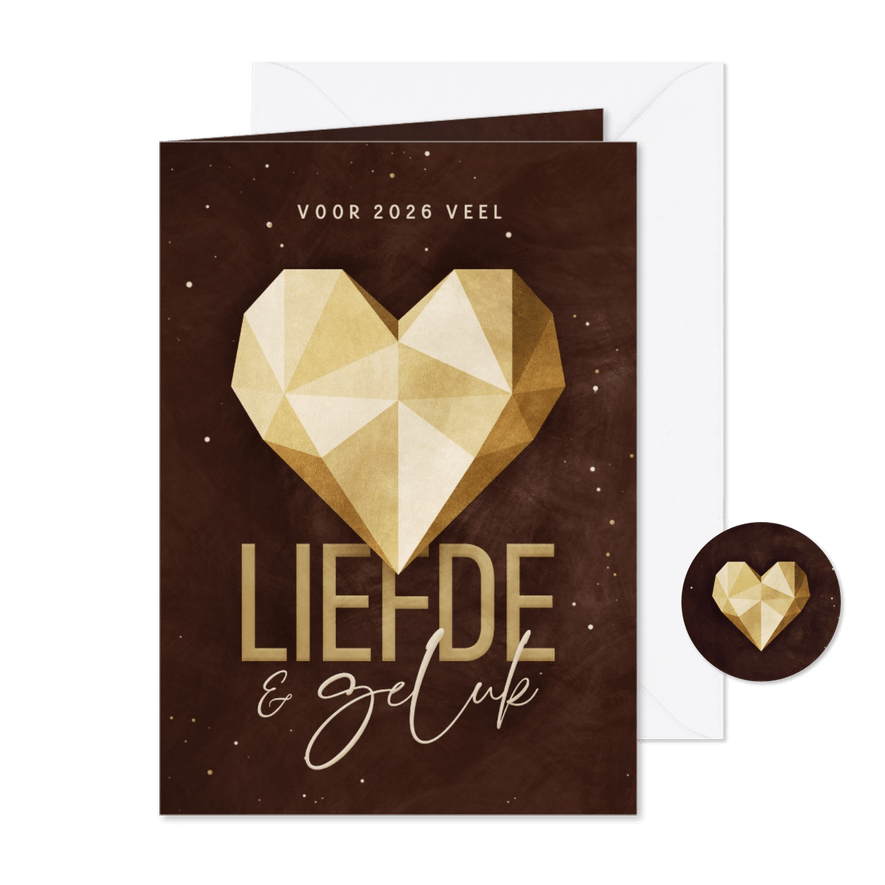 Nieuwjaarskaart veel liefde en geluk geometrisch hart - Kaartimpressie