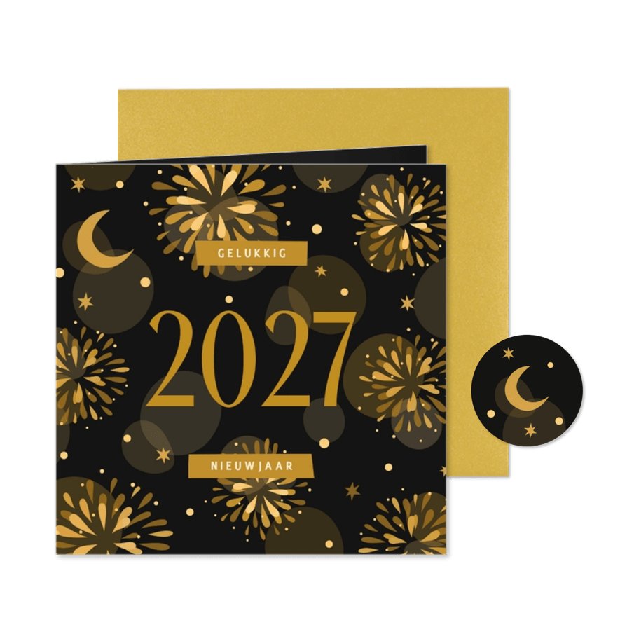 Nieuwjaarskaart vuurwerk 2027 - Kaartimpressie