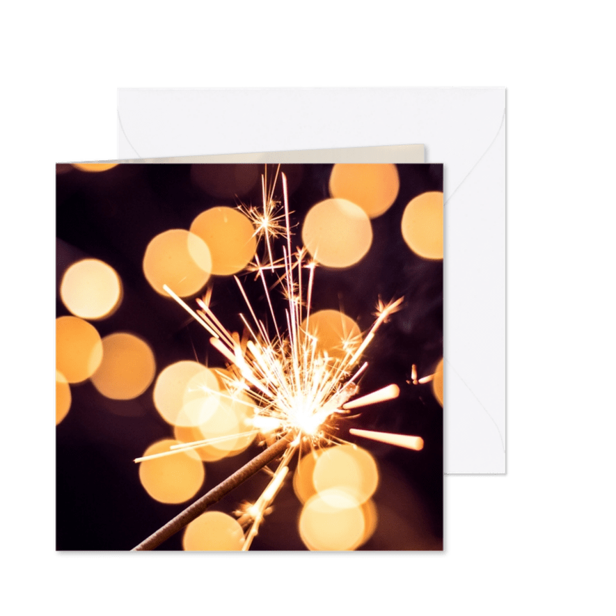 Nieuwjaarskaart vuurwerk zwarte achtergrond - Kaartimpressie