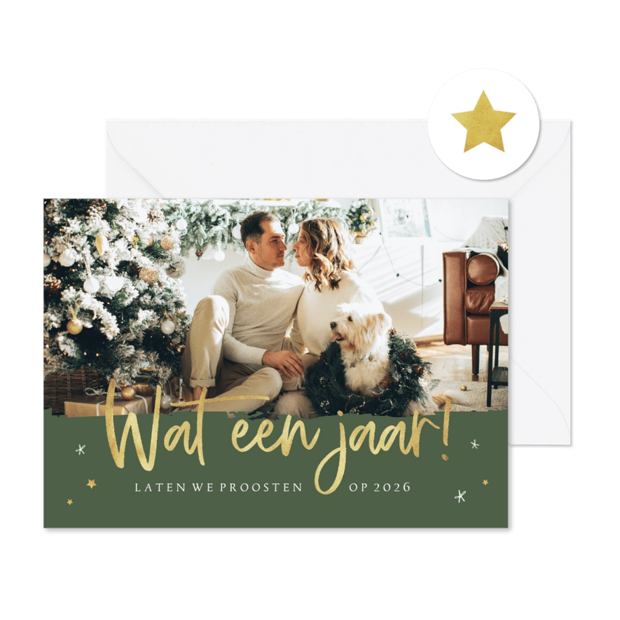 Nieuwjaarskaart wat een jaar goud sterren foto - Kaartimpressie