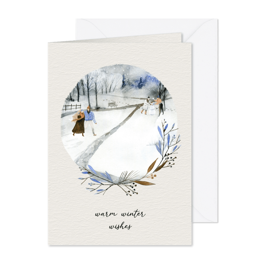 Nieuwjaarskaart winters tafereel - Kaartimpressie