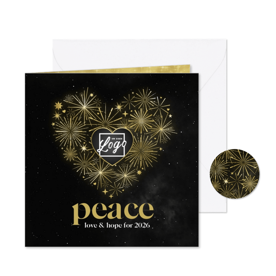 Nieuwjaarskaart zakelijk internationaal peace vuurwerk hart - Kaartimpressie